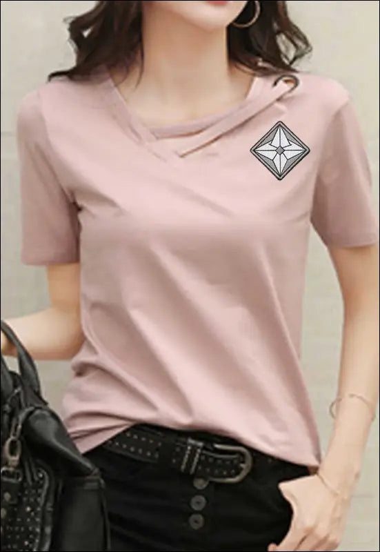 V Neck Shirt e18.0 | Emf - Small / Pink Visible Women’s
