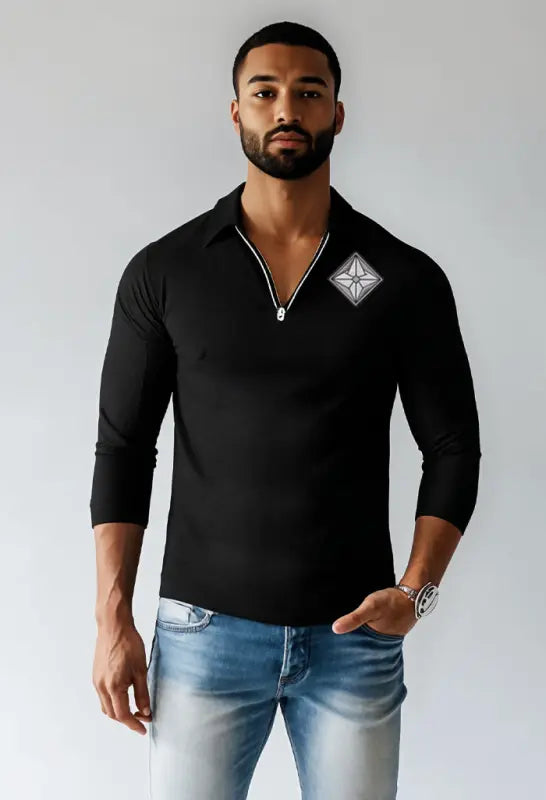 Vestra | AuraShield | Men's | Zipper | Long Sleeve Polo Shirt e47 | Emf Polo |