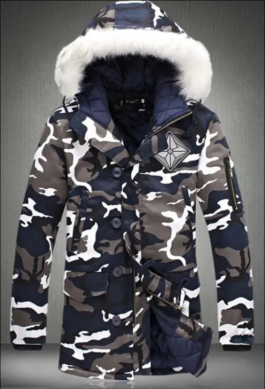 Winter Camouflage Hooded Coats For Men e29 | Emf Coat - X