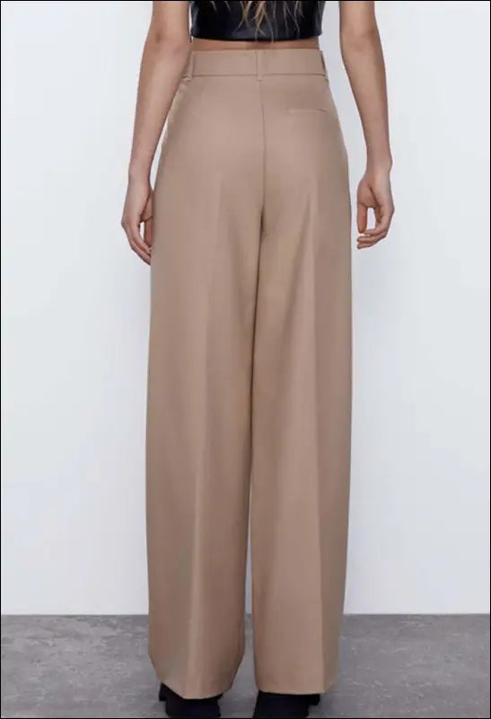 Women Casual Solid Color Wide-Leg Elegant Dress Pants e67
