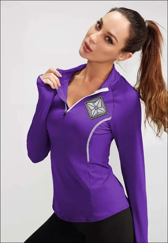Women’ High Elastic Quick Dry Stand Collar Long Sleeve