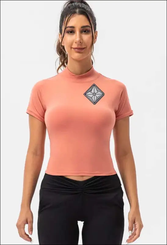 Women Yoga Solid Color Short-Sleeved Sports T-Shirt e35