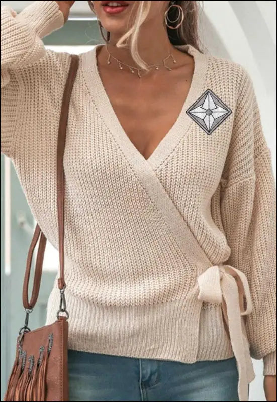 Wrap Knit Sweater e50.0 | Emf - Small / Tan Women’s Sweaters